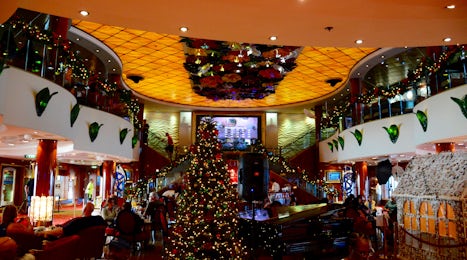 The Atrium decorated for Christmas.