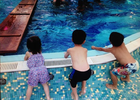 Our grandchildren, poolside fun on the Fantasy