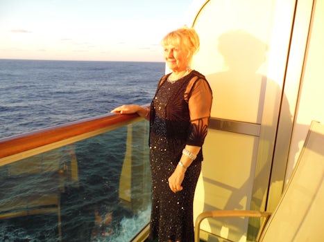 THIS WAS OUR THIRD FORMAL NIGHT, AND THIS IS ME ON OUR BALCONY.