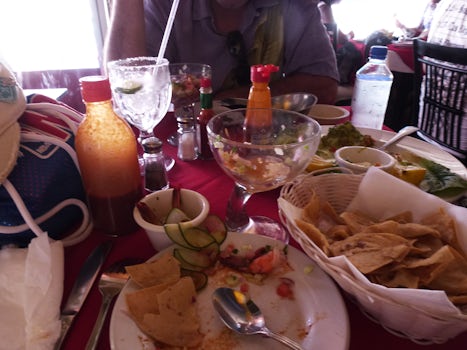 Shrimp Ceviche and Guacamole at Alexander's in Cabo. Yummy!!