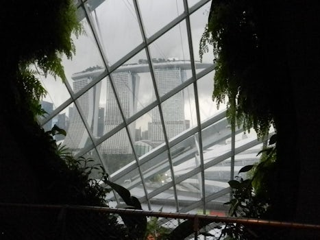 Singapore.  View from the botanical gardens of the Bay Sands Hotel.