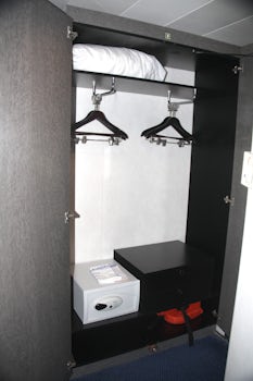 little closet with safe and 2 small drawers...bring extra hangers