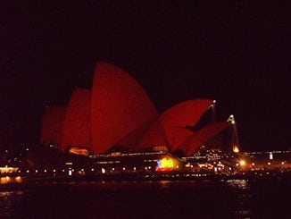 Opera House in Sydney lit red on Chinese New Year's Eve