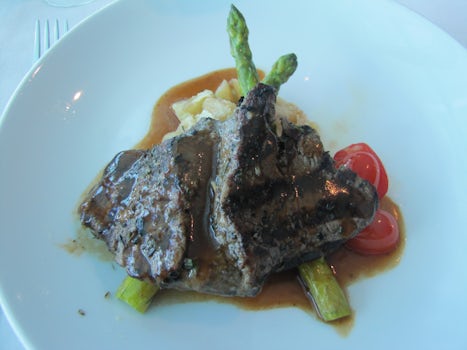 A tasty and beautifully presented meal at Portofinos on the ship