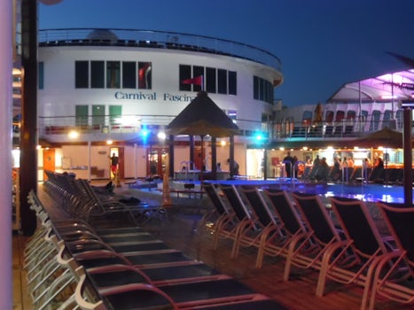 The lido deck in the evening.