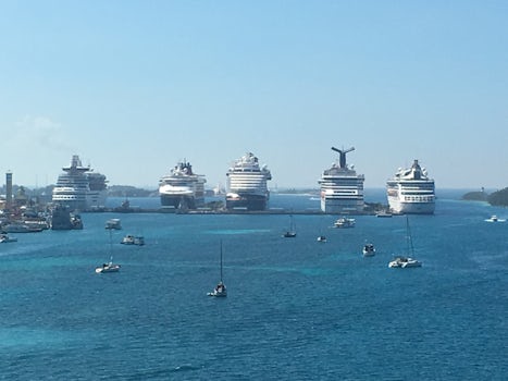 This is a pic of the Grandeur of the seas ( far right ). Lined up in Nassau