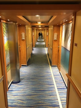 Long hallways in cabin decks