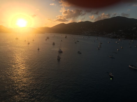 Beautiful sunset from the top deck leaving Tortola