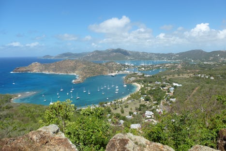 Antigua view on English Harbor and Nelsons Dockyard
