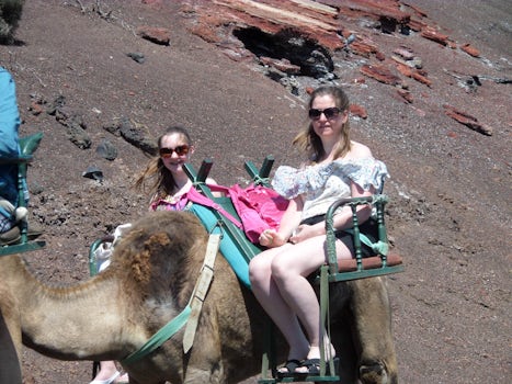 Daughter and granddaughter on Camel ride in Lanzarote