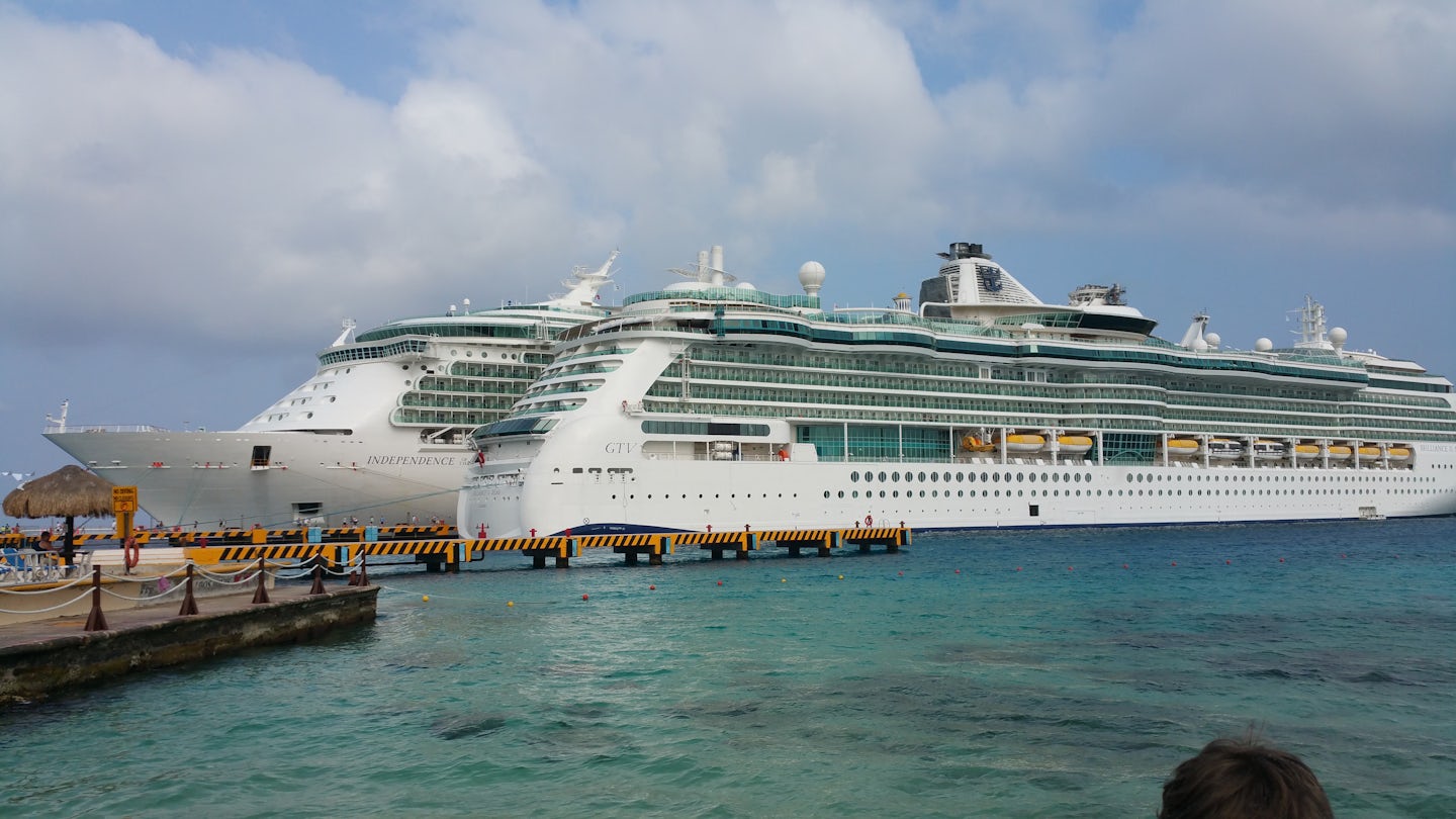 Independence and Brilliance docked in Cozumel