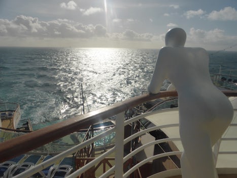 P&O man watches the sun and sea.