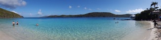 Coki Beach at St Thomas prior to the crowds.  Great place to snorkel! Decen