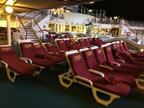 MUTS - movies under the stars - special covers are placed on deck chairs