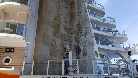 Rock climbing wall on the ship