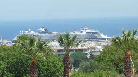 A view of the ship from Rhodes
