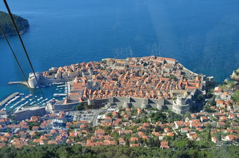 View of Dubrovnik at the top of the cable car ride.