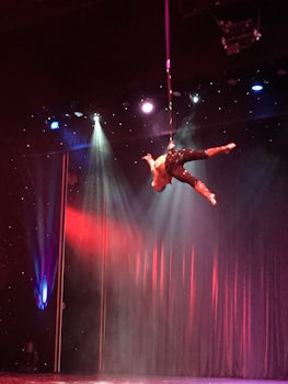 Aerialist during production show.