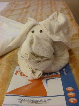 Towel animal.  He's a little dingy and tired.