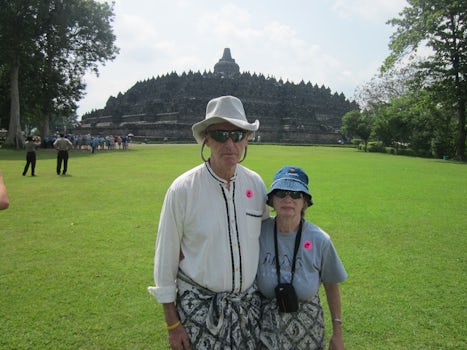 Outside of Borobudur temple in Java, Indonesia.