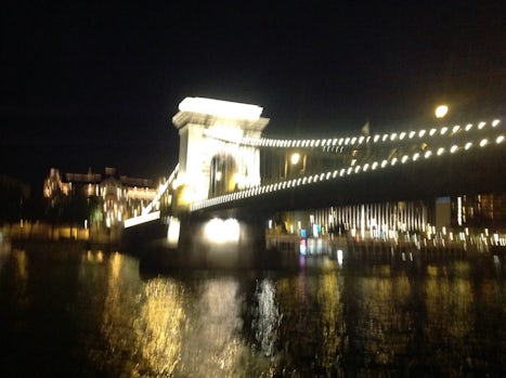 Chain Bridge in Budapest.  Our boat was moored at the foot of the bridge.