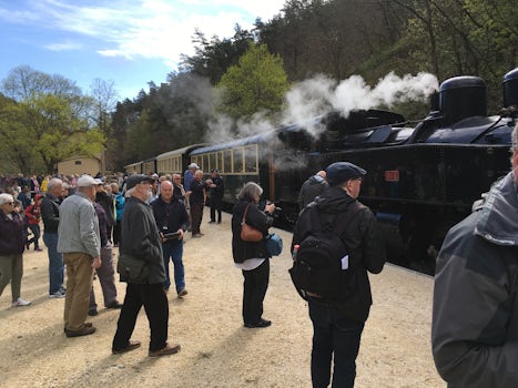 Tournon steam train tour of the Doux Valley/River through the serene countryside.