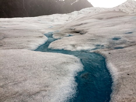 A river on top of Herbert glacier. Blue blue blue