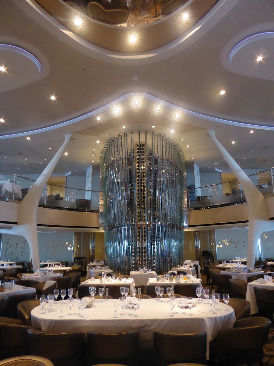 The magnificent wine tower in the Opus dining room