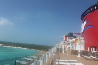 top of deck docked at Castaway Cay