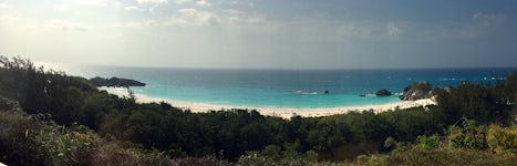 A panoramic shot of Horseshoe Bay Beach