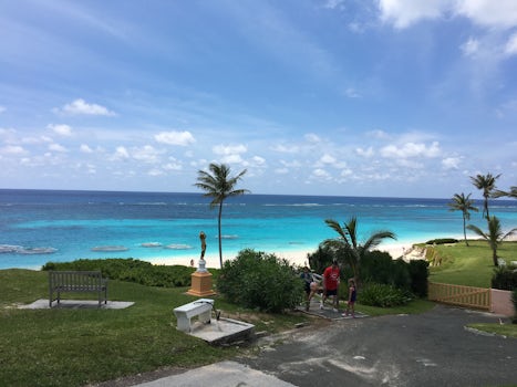 Elbow Beach from the terrace of the Coco Reef Resort