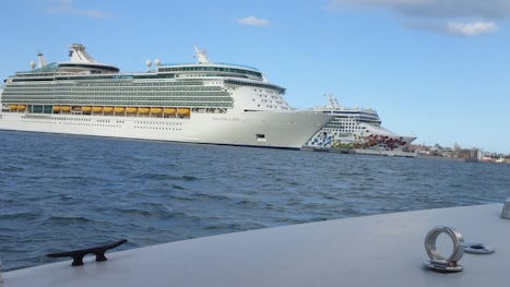 The view of the Navigator of the Seas and the Norwegian Gem from the San Ju