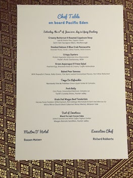 The Chef's Table Menu
