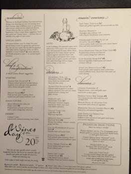 One of the dinner menus.  The food on this ship is AWESOME!!