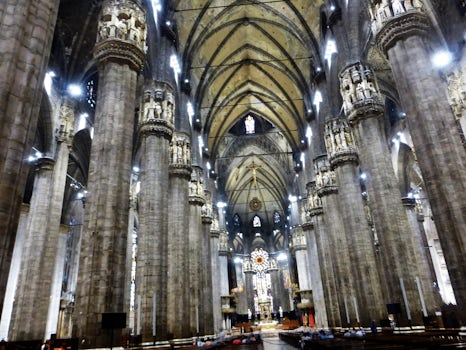Inside the Duomo in Milan, Italy.