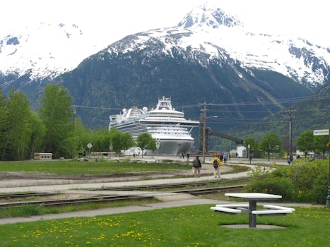 The Crown Princess, at the Ore Dock in Skagway