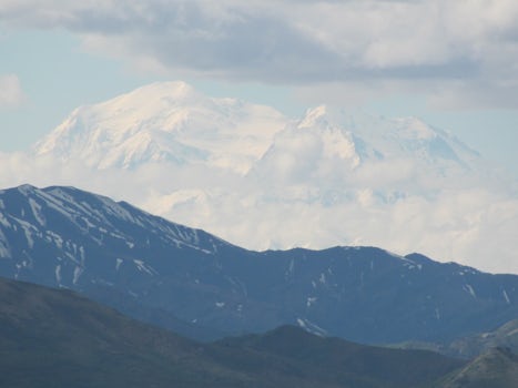 Denali, the "Great One" from 70 miles away while touring Denali National Park