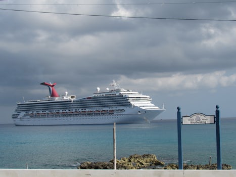 Ship anchored out in Grand Cayman.