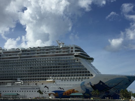 View of the ship while docked at Nassau.