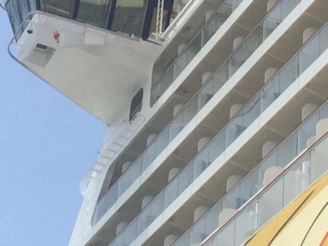 See the square window below the bridge....that is the deck for room #13106