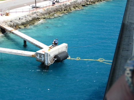 The docking process.  NCL Dawn Bermuda