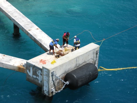 The docking process.  NCL Dawn Bermuda