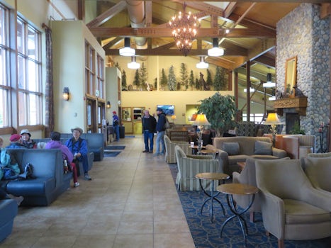 The lobby at Denali Princess Wilderness Lodge.