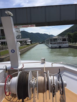 Entering a lock on the Main-Danube canal