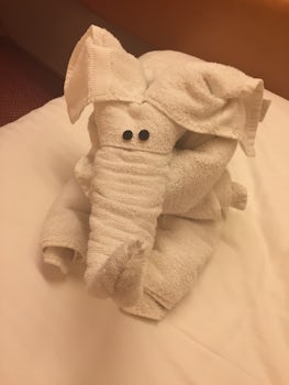 Towel animal on bed