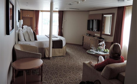 Our room on board Silhouette, much more salubrious than our room on the arc