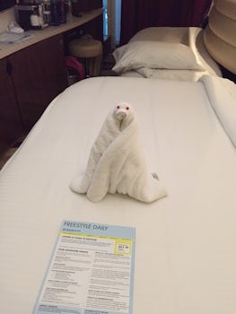 Every day our lovely cabin steward had these wonderful towel animals...