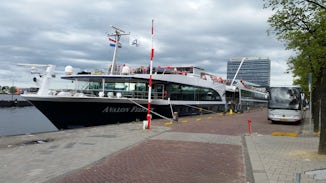 The Avalon Felicity, docked in Amsterdam at the end of the cruise.