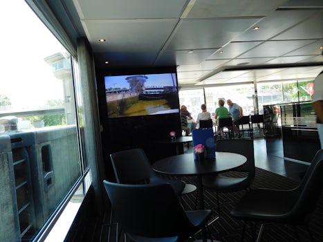 Bar area showing TV screen which showed outside view