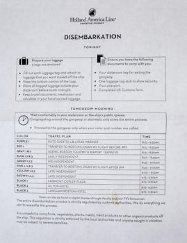Disembarkation Instructions